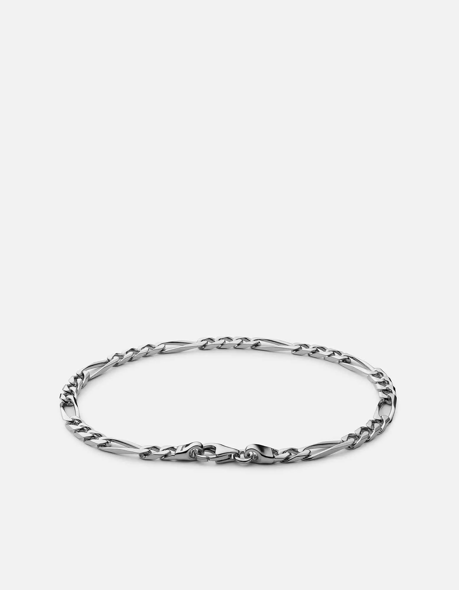 3mm Figaro Chain Bracelet, Sterling Silver