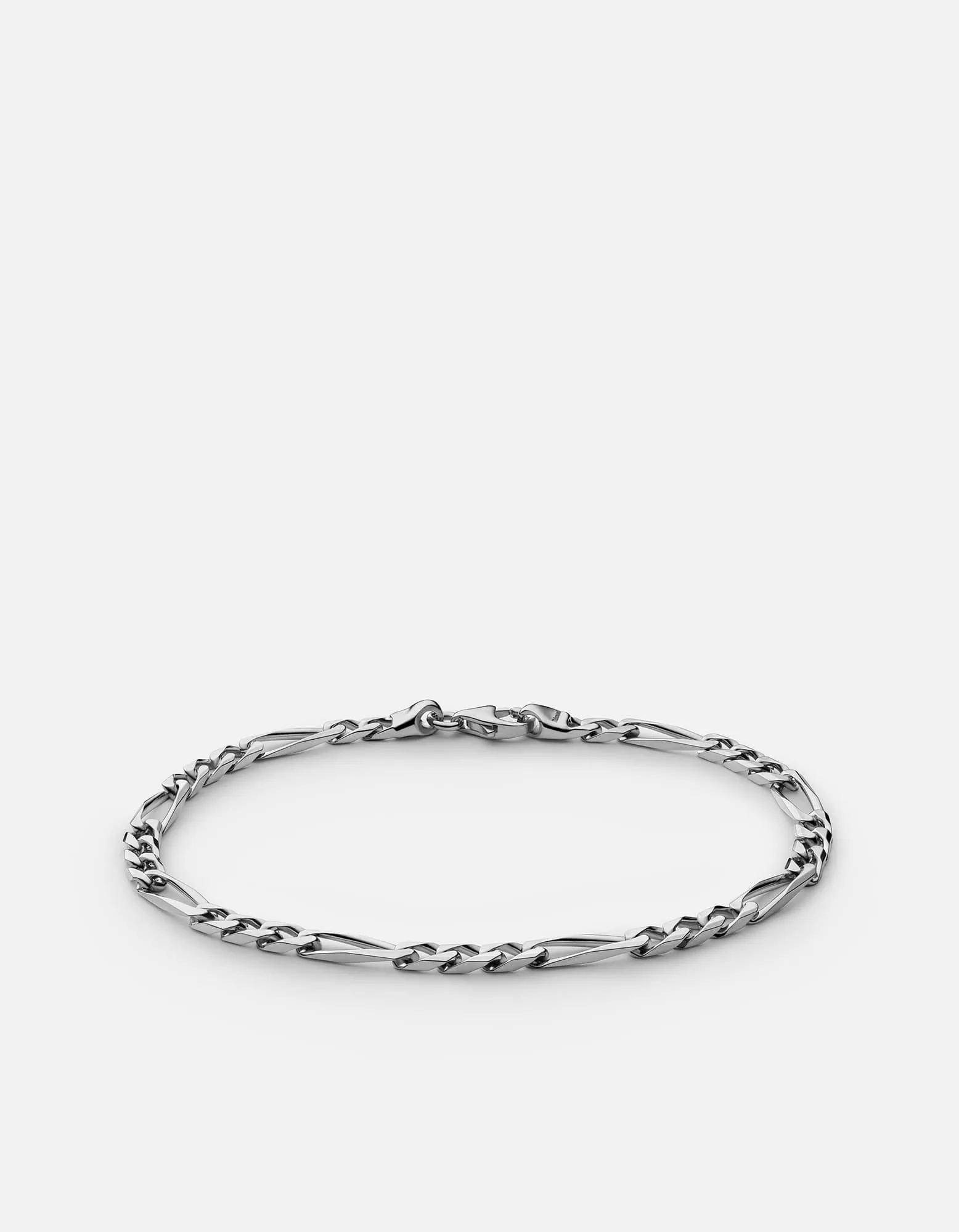 3mm Figaro Chain Bracelet, Sterling Silver