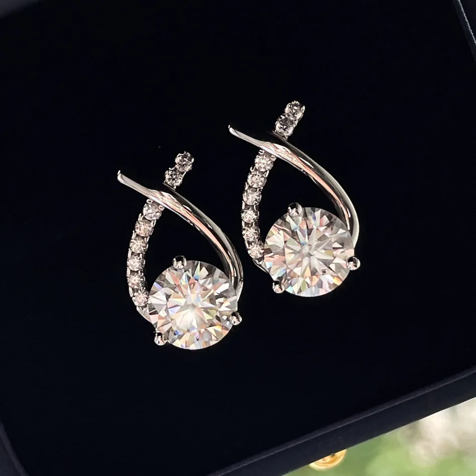 4.0CTTW D Color Moissanite Earrings 18K Gold Plated 925 Sterling Silver Stud Earrings