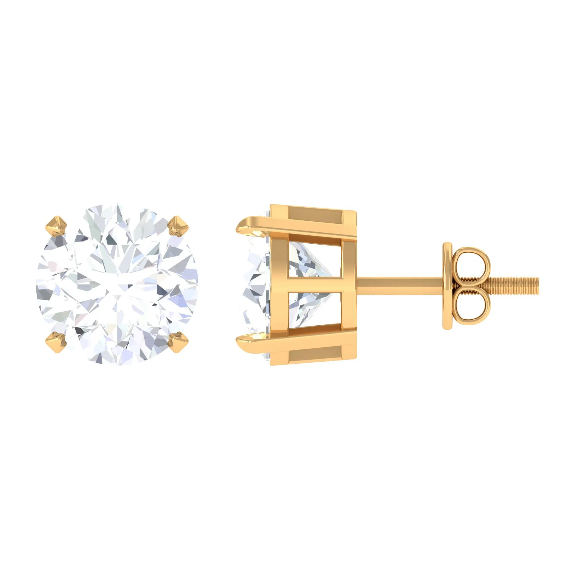 4.25 CT Round Cut Moissanite Solitaire Stud Earrings