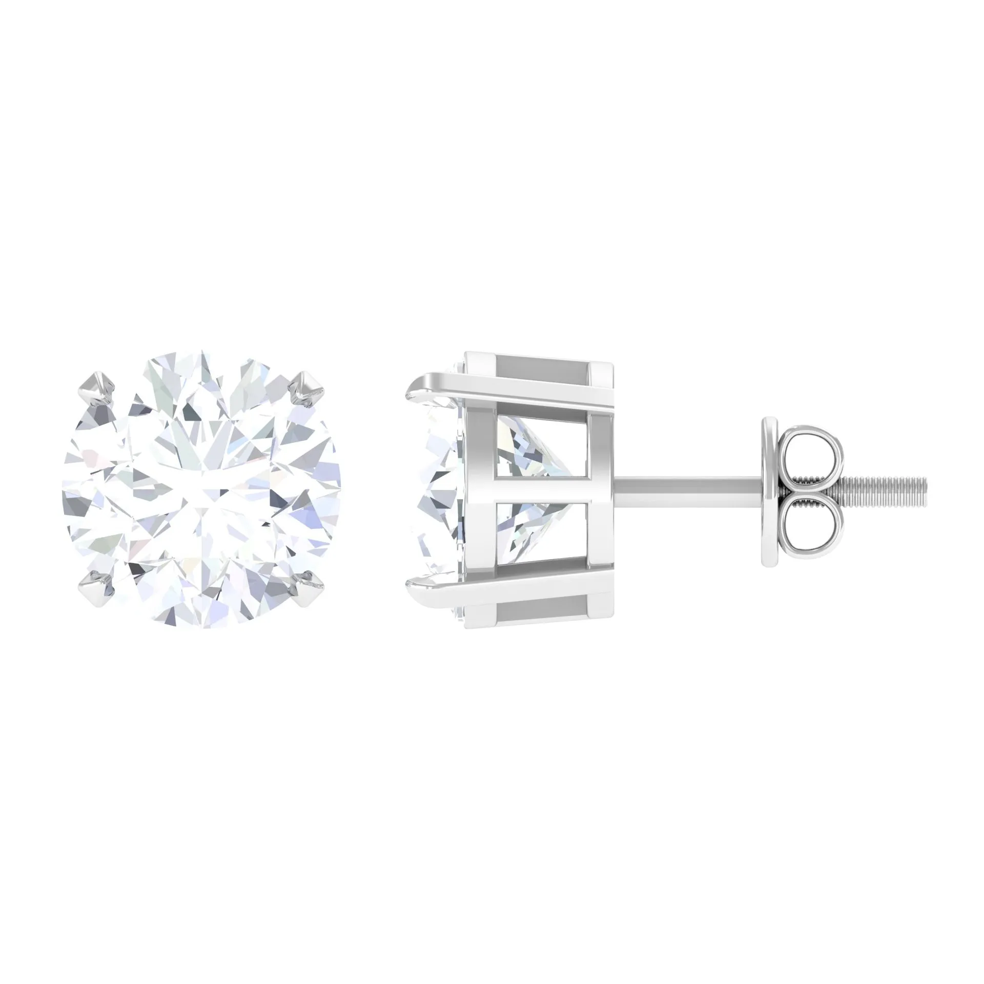 4.25 CT Round Cut Moissanite Solitaire Stud Earrings