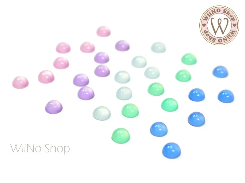 6mm Opal Cat Eye Half Round Nail Art Cabochon - 10 pcs