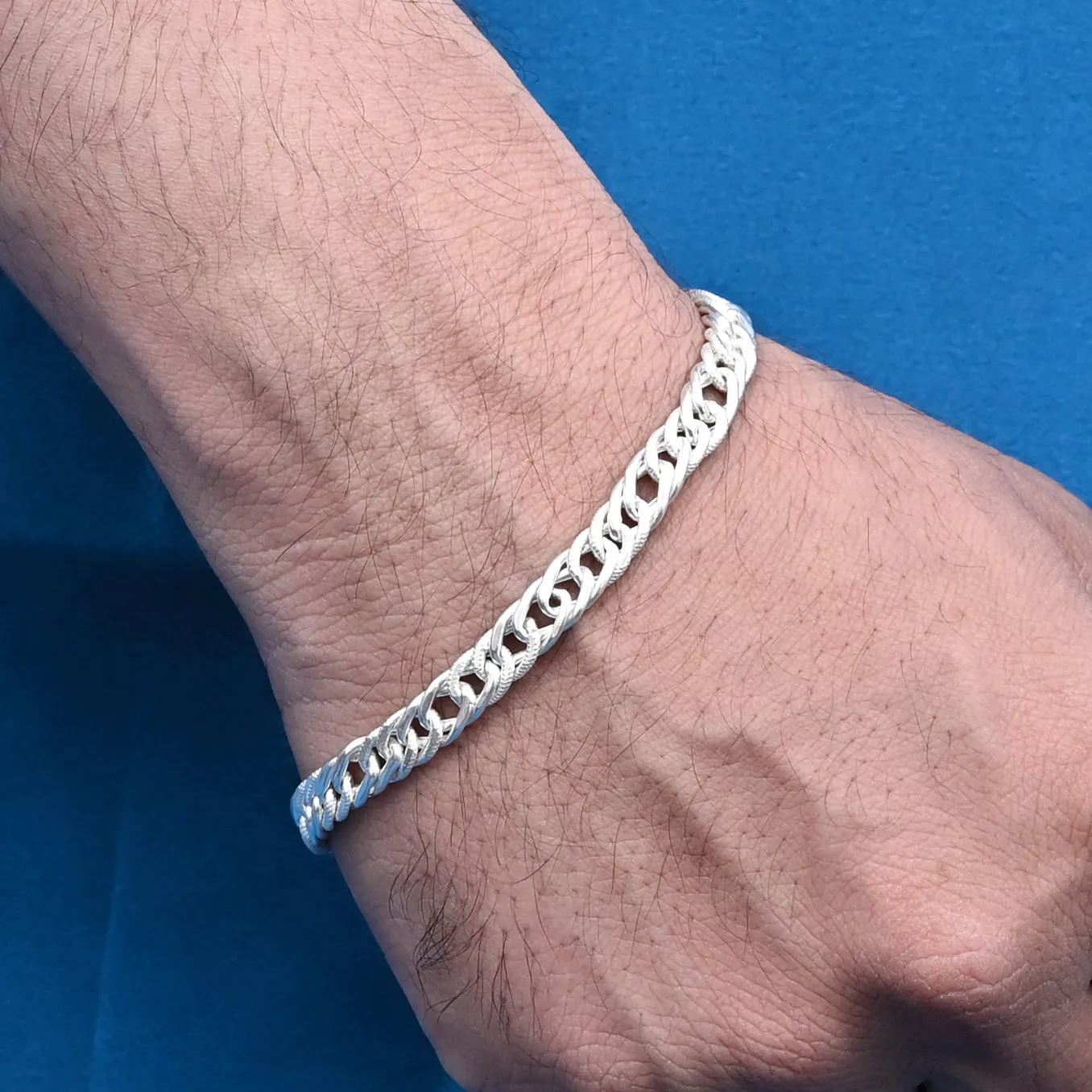 925 Sterling Silver Curb Chain Bracelet for Men