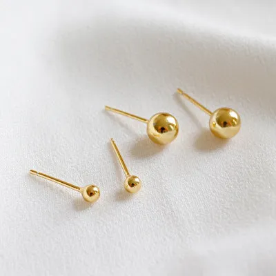 925 sterling silver with 18K Gold-Filled Tiny Ball Stud Earrings