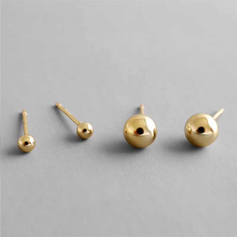 925 sterling silver with 18K Gold-Filled Tiny Ball Stud Earrings