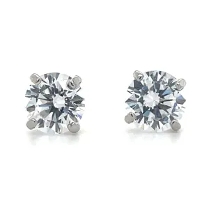 9ct White Gold Four Claw Cz Stud Earrings