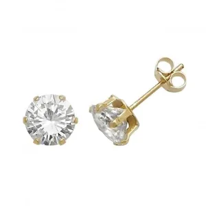 9ct Yellow Gold 6mm Zirconia Stud Earrings  ES213