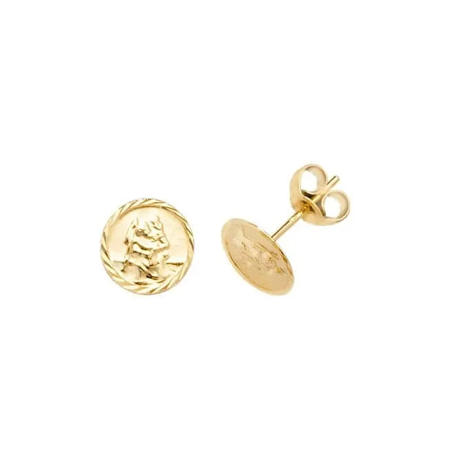 9ct Yellow Gold St Christopher Stud Earrings ES574