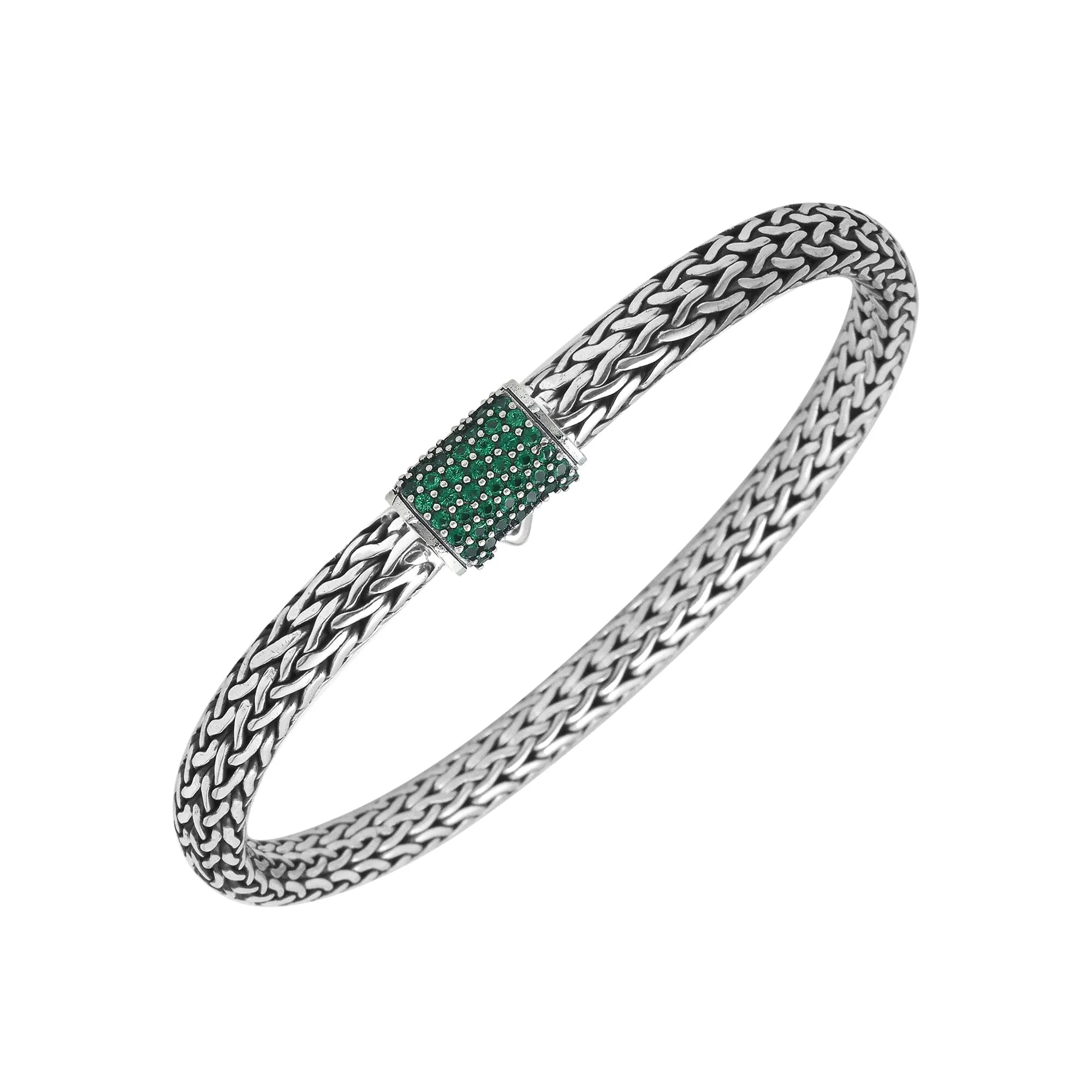 AB-1122-EM Sterling Silver Bracelet With Emerald Q.