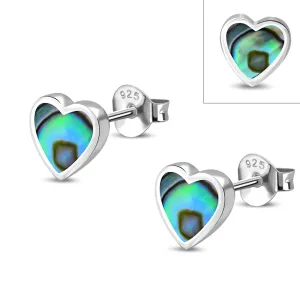 Abalone Shell Heart Stud Silver Earrings