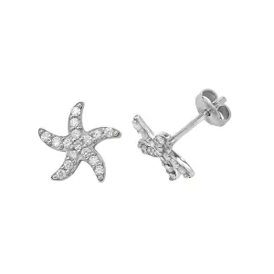 Acotis Silver Stud Earrings Starfish G5378