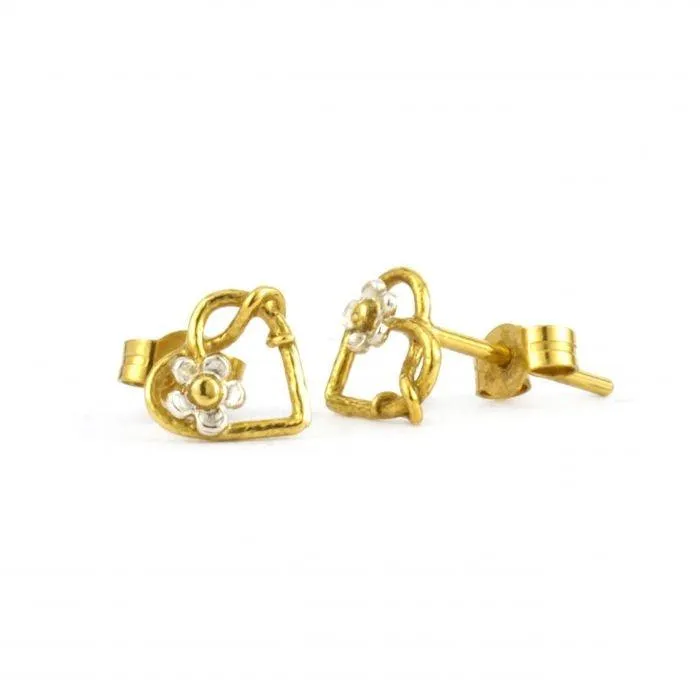 Alex Monroe Posy Heart Stud Earrings