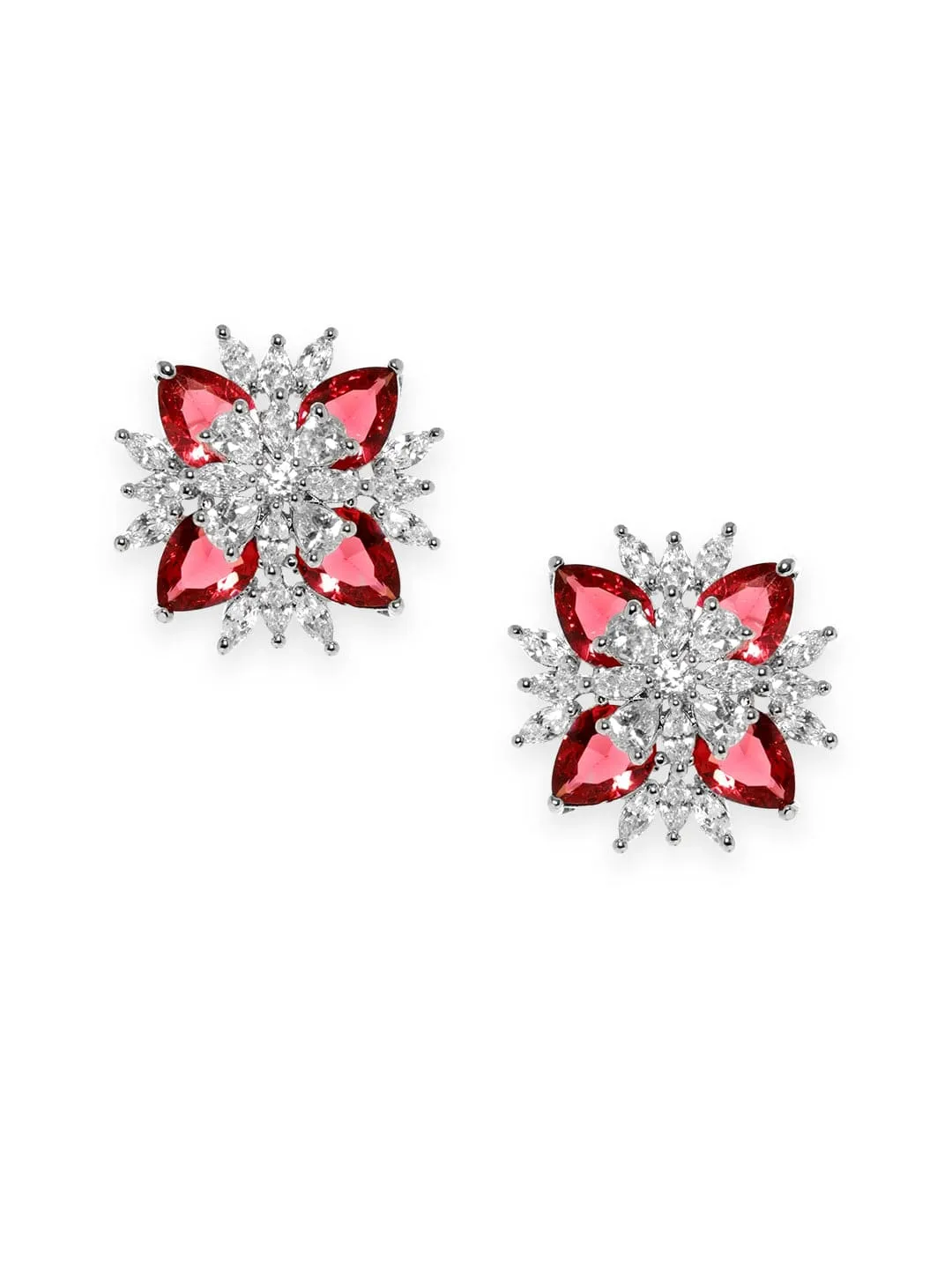 As Seen On Mansi Ugale Rubans Silver-Toned Geometric Studs Earrings