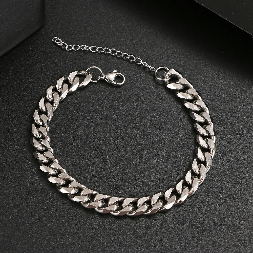 Basic Punk Stainless Steel Bracelet For Men Women Cuban Link Chain Minimalist Bracelets Hot Jewelry Gothic Wedding Gifts NEW