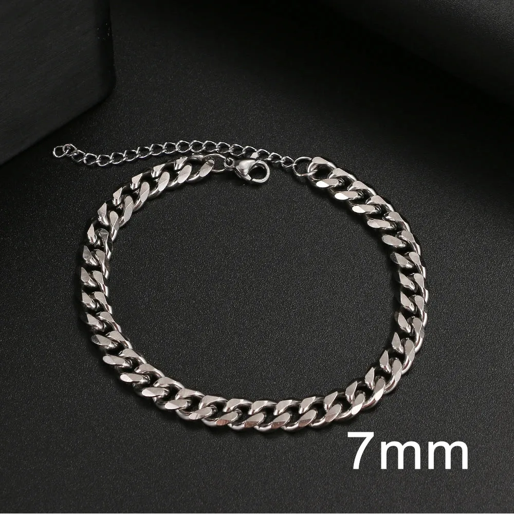 Basic Punk Stainless Steel Bracelet For Men Women Cuban Link Chain Minimalist Bracelets Hot Jewelry Gothic Wedding Gifts NEW