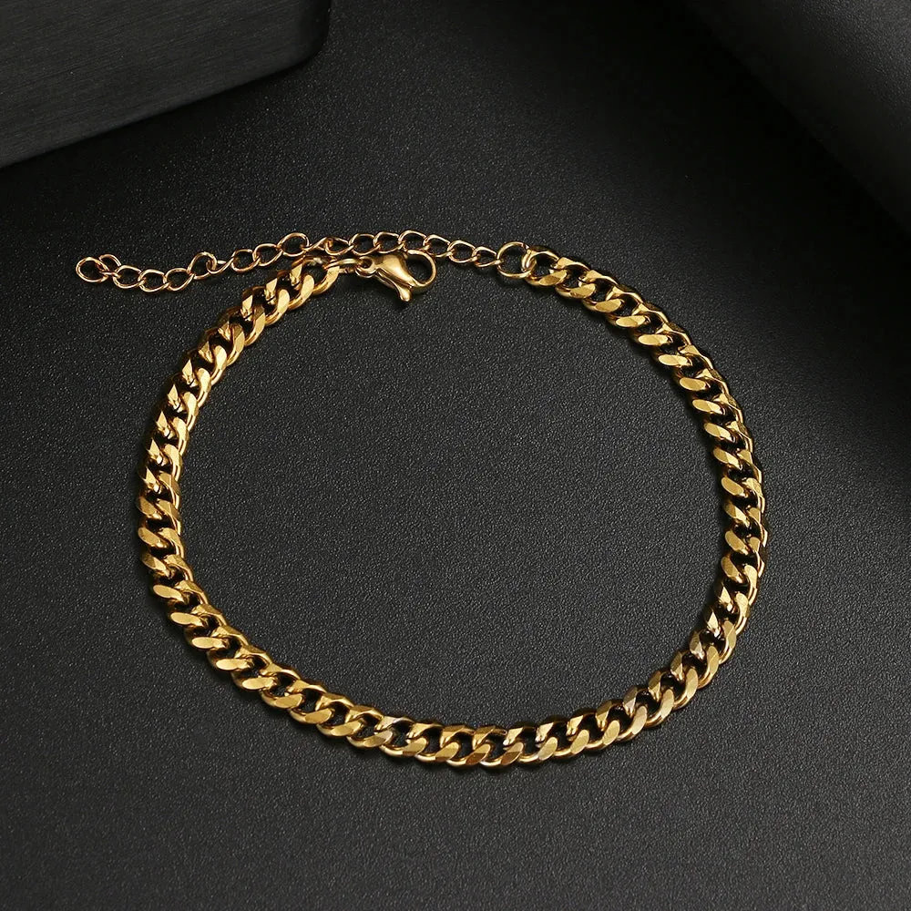 Basic Punk Stainless Steel Bracelet For Men Women Cuban Link Chain Minimalist Bracelets Hot Jewelry Gothic Wedding Gifts NEW