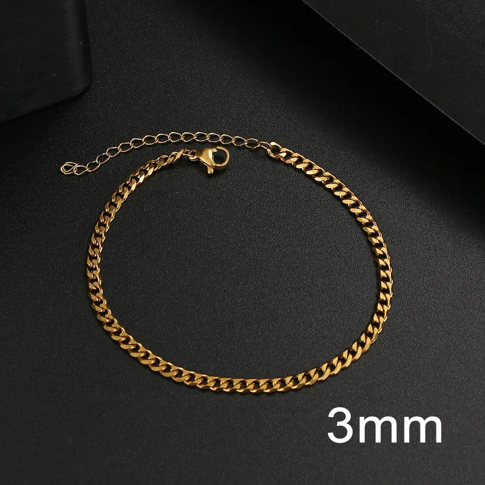 Basic Punk Stainless Steel Bracelet For Men Women Cuban Link Chain Minimalist Bracelets Hot Jewelry Gothic Wedding Gifts NEW