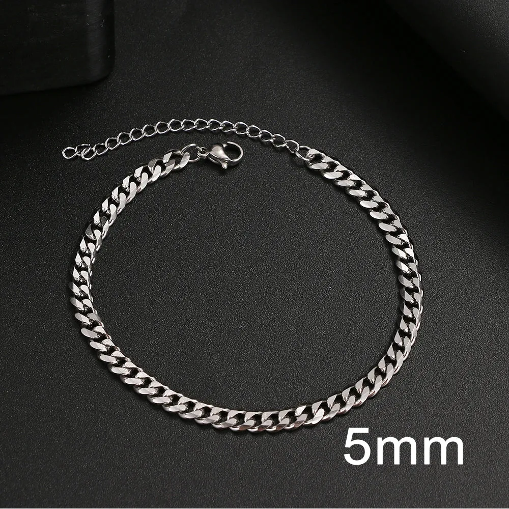 Basic Punk Stainless Steel Bracelet For Men Women Cuban Link Chain Minimalist Bracelets Hot Jewelry Gothic Wedding Gifts NEW