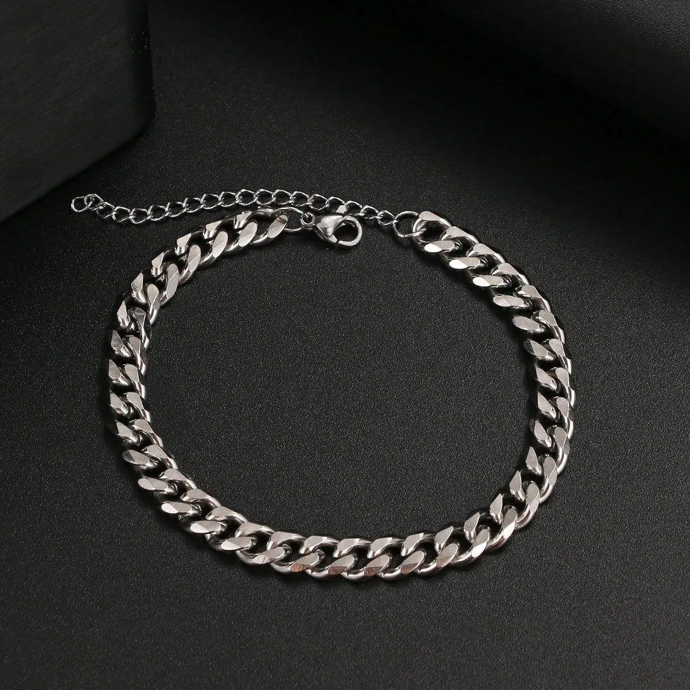 Basic Punk Stainless Steel Bracelet For Men Women Cuban Link Chain Minimalist Bracelets Hot Jewelry Gothic Wedding Gifts NEW