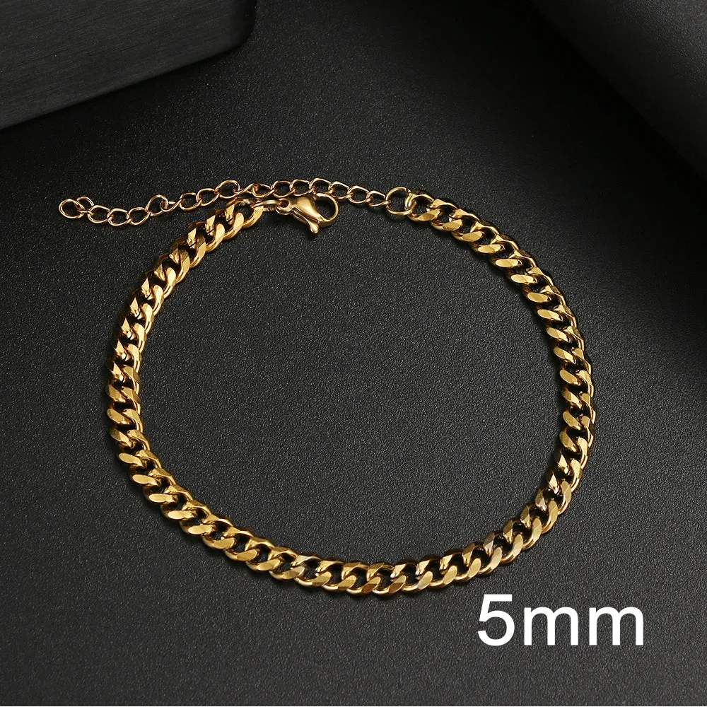 Basic Punk Stainless Steel Bracelet For Men Women Cuban Link Chain Minimalist Bracelets Hot Jewelry Gothic Wedding Gifts NEW