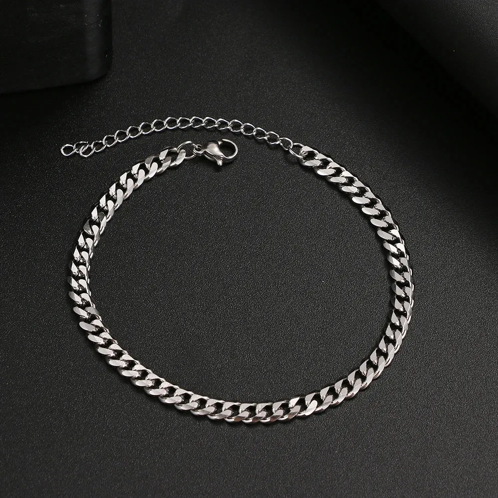 Basic Punk Stainless Steel Bracelet For Men Women Cuban Link Chain Minimalist Bracelets Hot Jewelry Gothic Wedding Gifts NEW