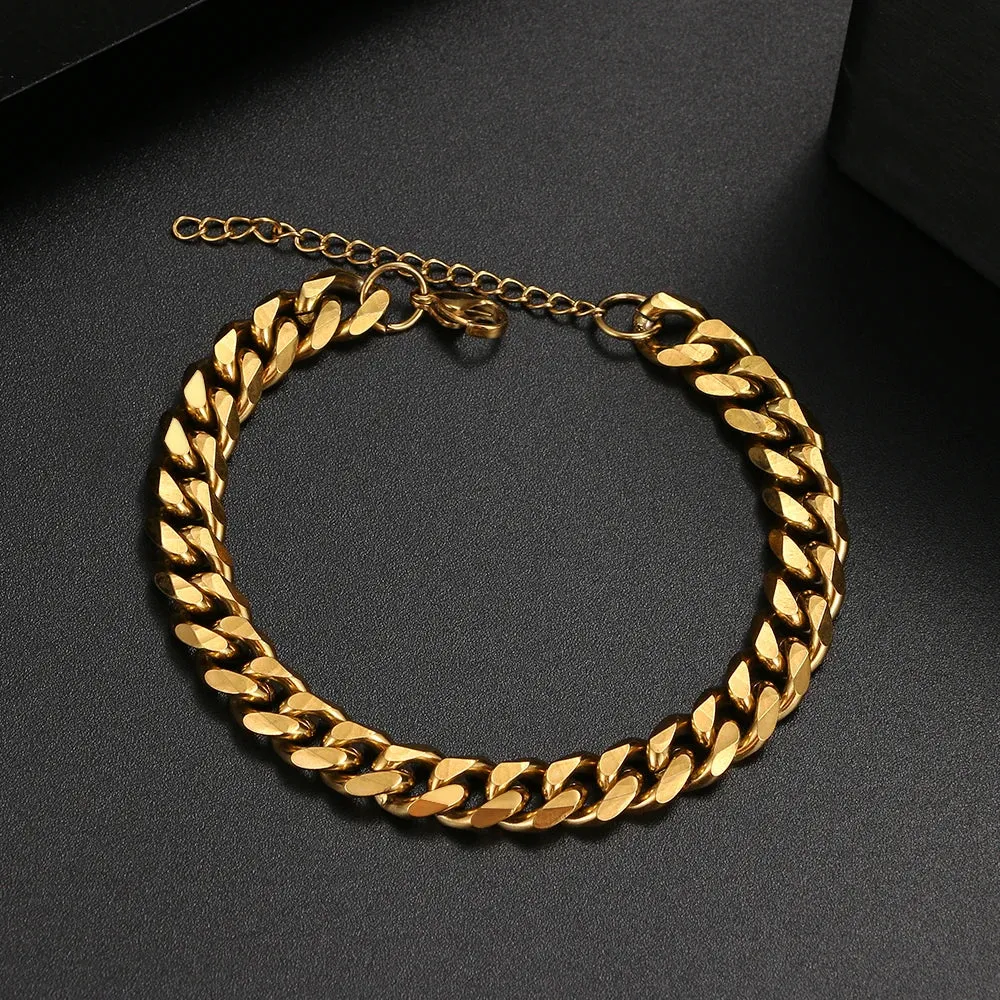 Basic Punk Stainless Steel Bracelet For Men Women Cuban Link Chain Minimalist Bracelets Hot Jewelry Gothic Wedding Gifts NEW