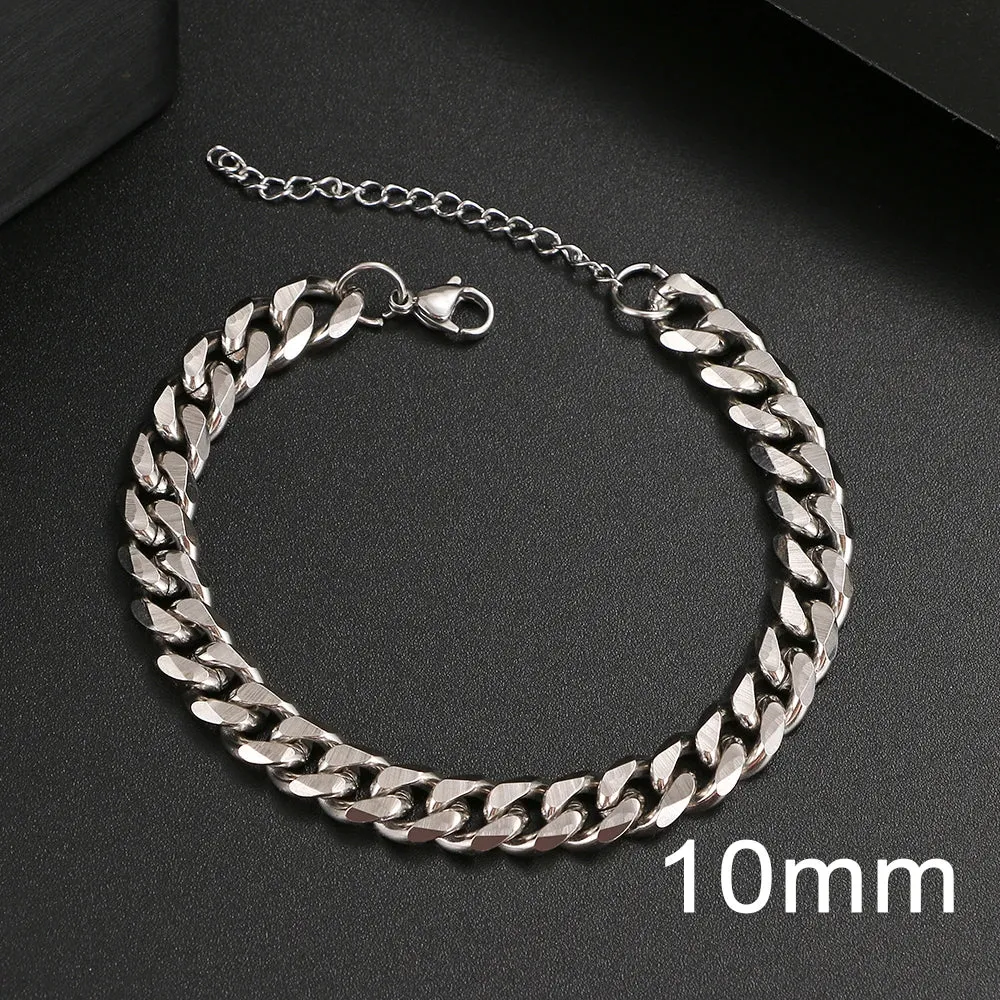 Basic Punk Stainless Steel Bracelet For Men Women Cuban Link Chain Minimalist Bracelets Hot Jewelry Gothic Wedding Gifts NEW