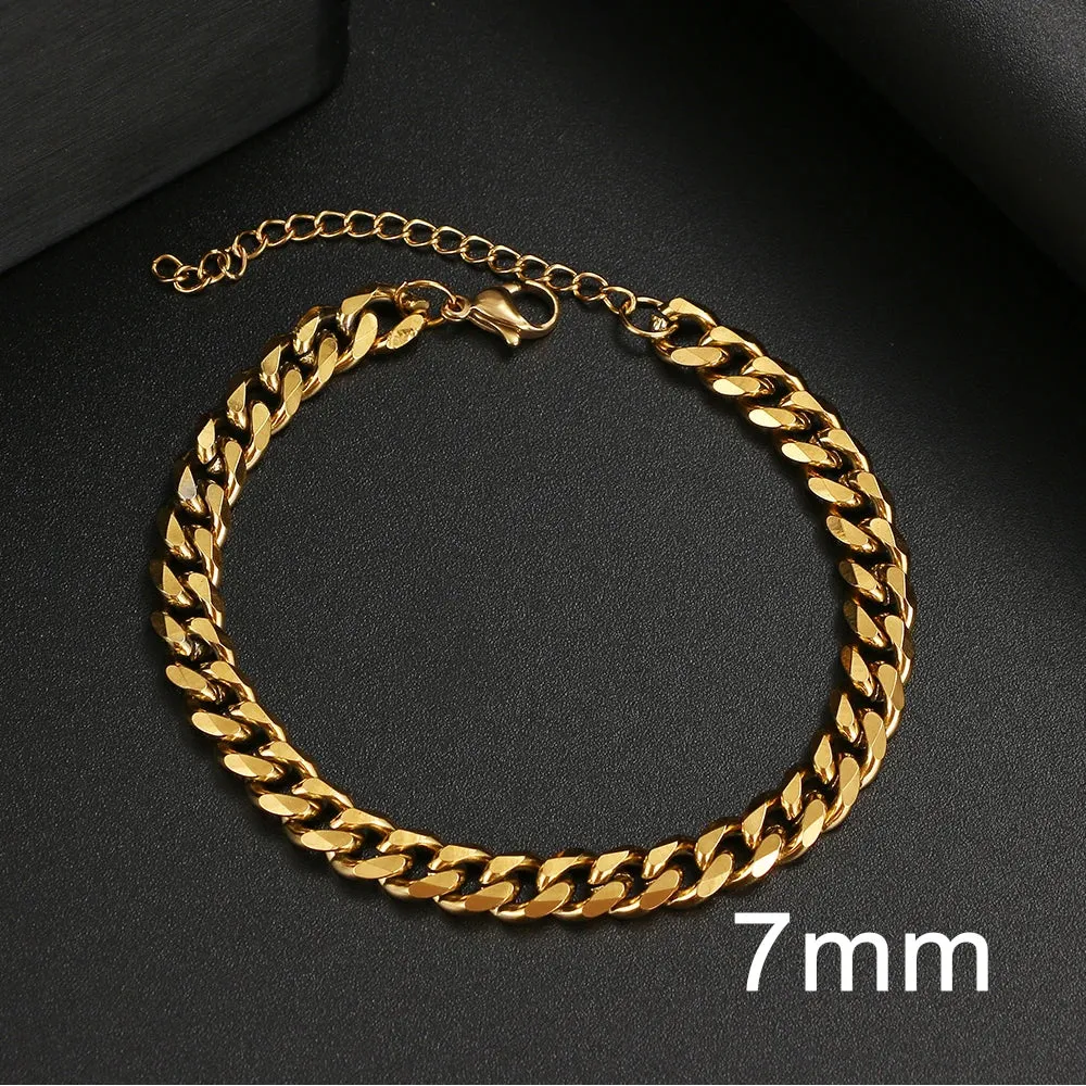 Basic Punk Stainless Steel Bracelet For Men Women Cuban Link Chain Minimalist Bracelets Hot Jewelry Gothic Wedding Gifts NEW