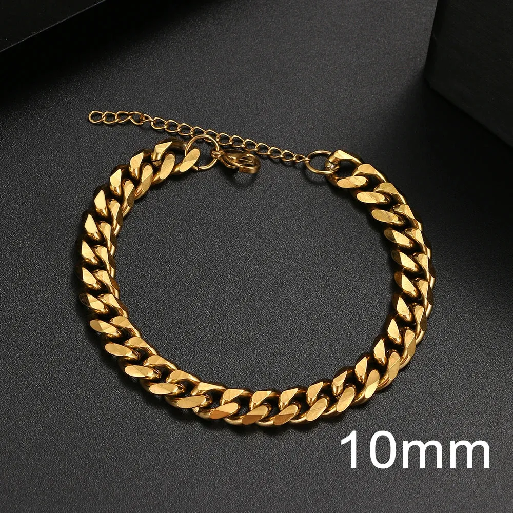 Basic Punk Stainless Steel Bracelet For Men Women Cuban Link Chain Minimalist Bracelets Hot Jewelry Gothic Wedding Gifts NEW