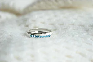 Blue Topaz  - 925 Sterling Silver Band - For Casual Wedding or Engagement - Engravable and Customized Options Available -  Silver ring (R92)