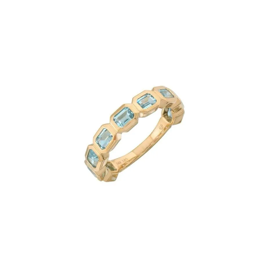 Blue Topaz Bezel Sideways Set Eternity Ring