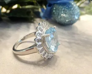 Blue Topaz Flower Ring