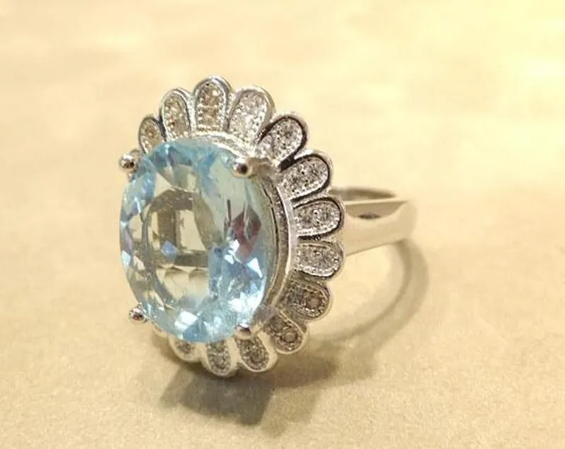 Blue Topaz Flower Ring