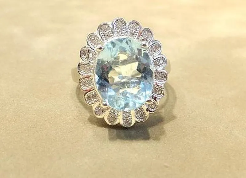 Blue Topaz Flower Ring