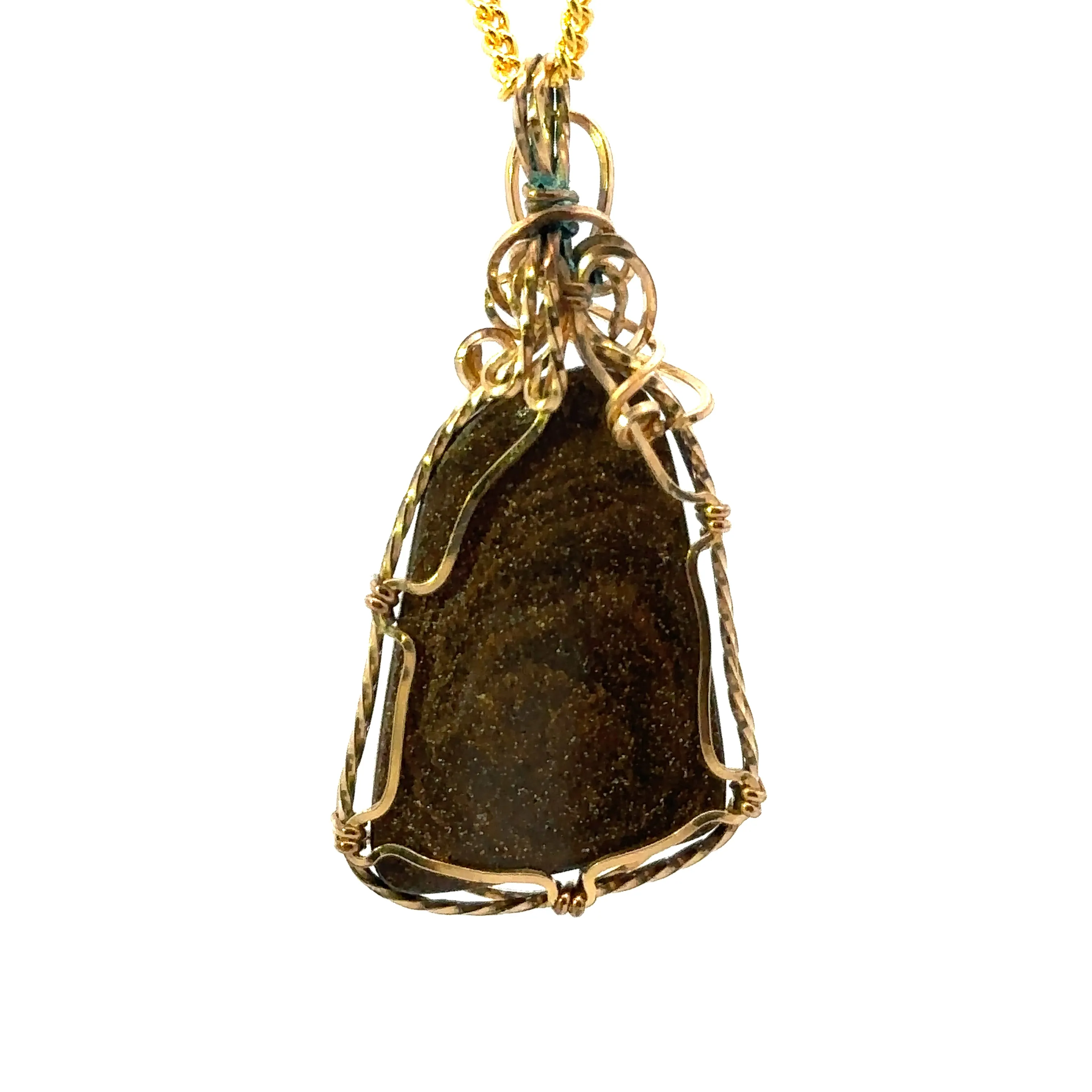 Boulder Opal Pendant set in 9ct Yellow Gold