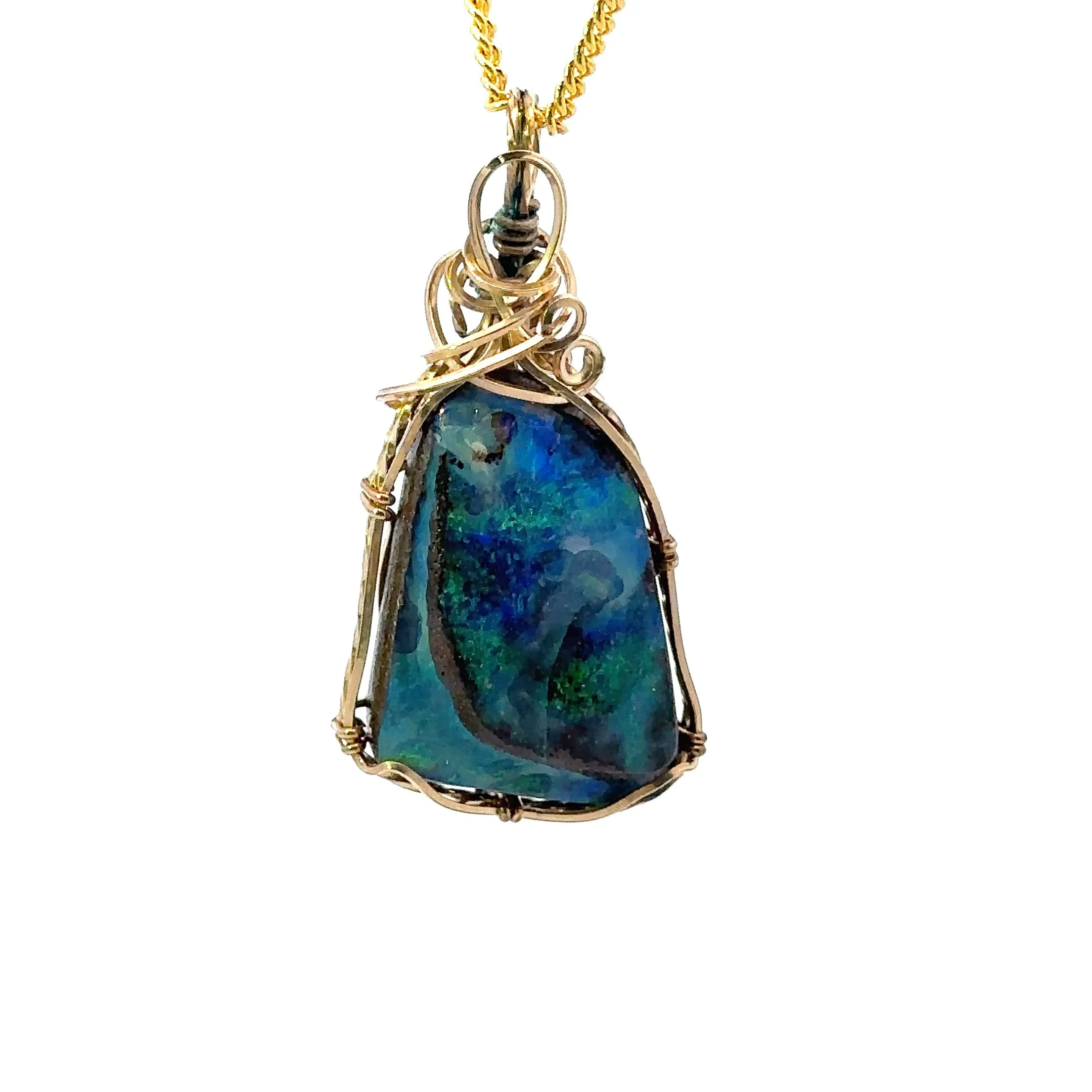 Boulder Opal Pendant set in 9ct Yellow Gold