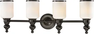 Bristol Way 4 Light Vanity In Oil Rubbed Bronze and Opal White Glass