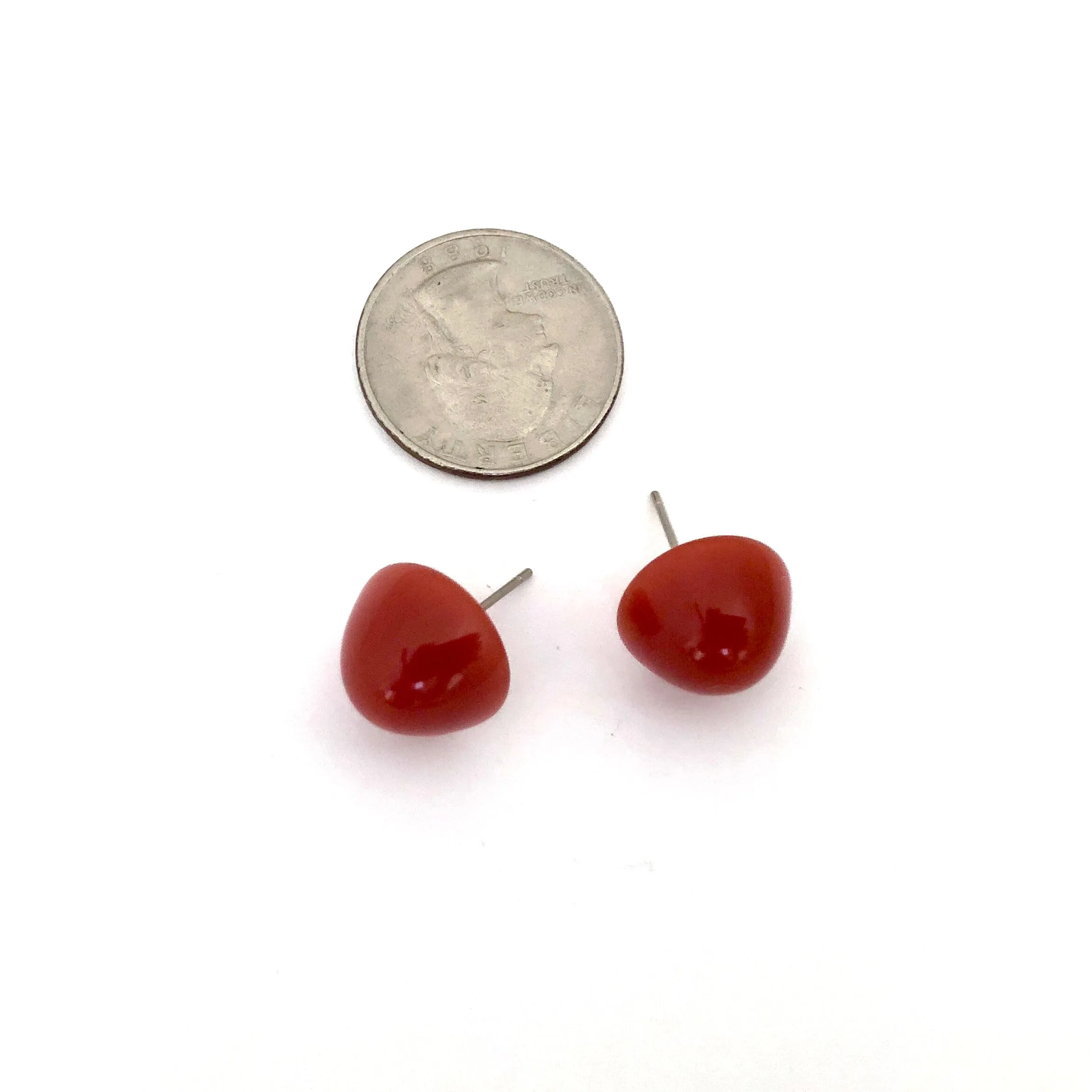 Carnelian Gumdrop Stud Earring