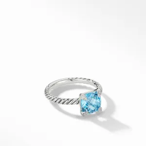 Chatelaine Ring with Blue Topaz and Diamonds