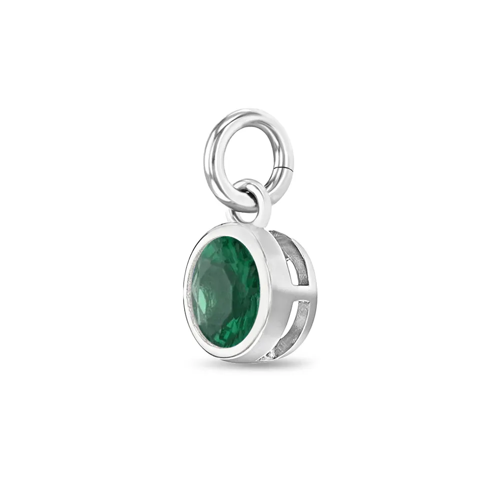 CZ Birthstone Charm May – Emerald Kids / Children's / Girls for Charm Bracelet - Sterling Silver