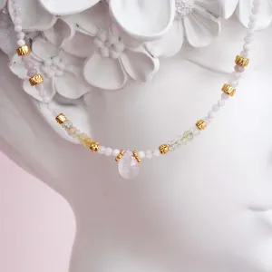 Dainty Goddess Morganite and Moonstone Necklace