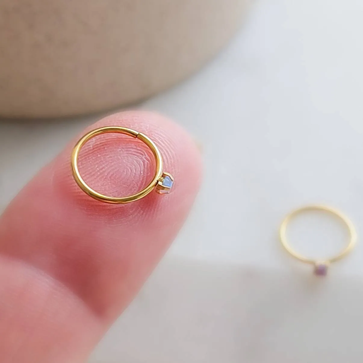 Dainty Opal Nose Ring