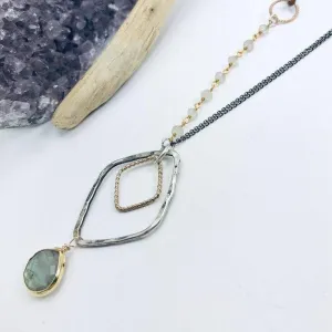 Diamond Labradorite Drop Necklace