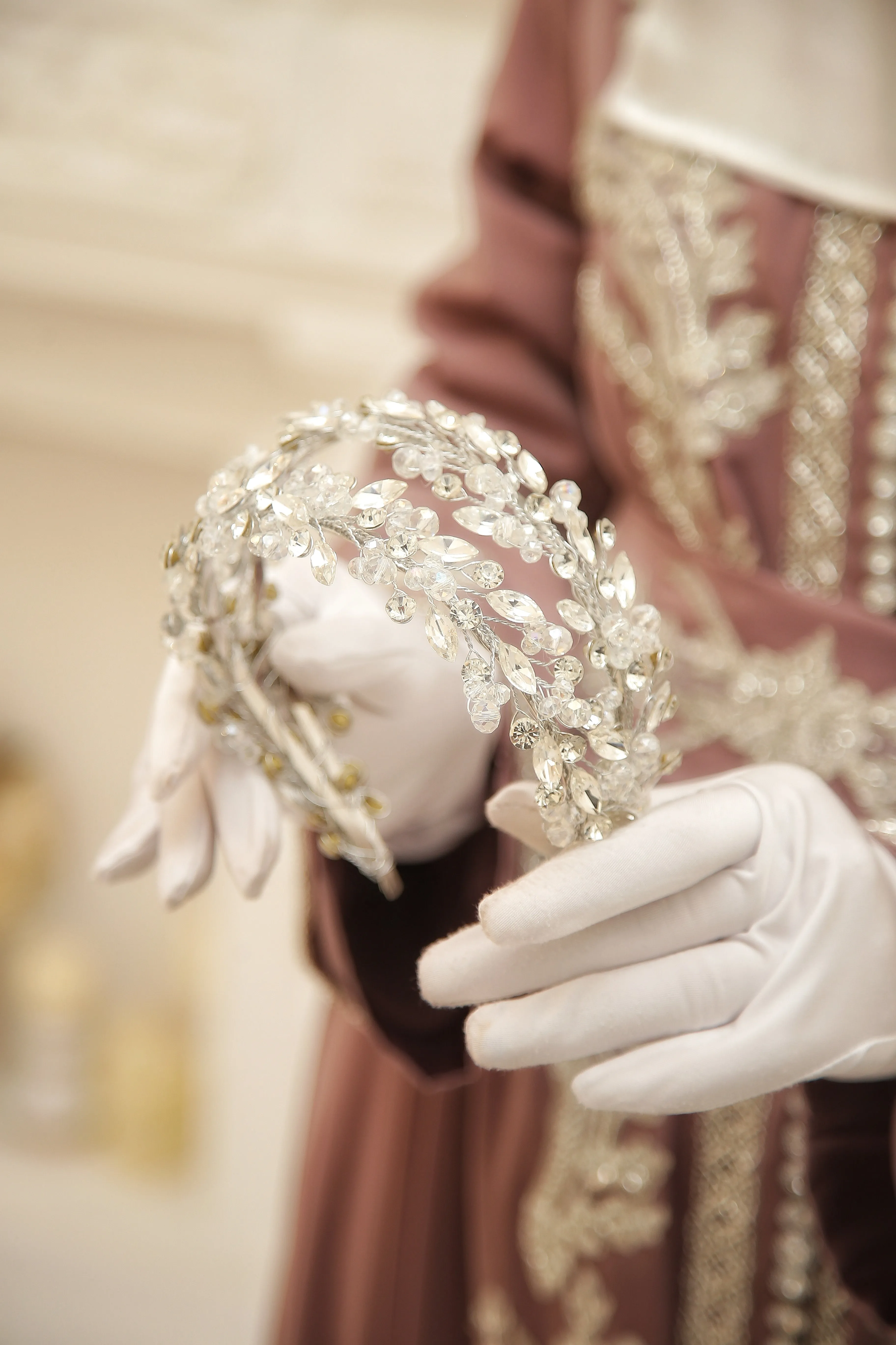 Elegant Crystal Bridal Headband - Handmade