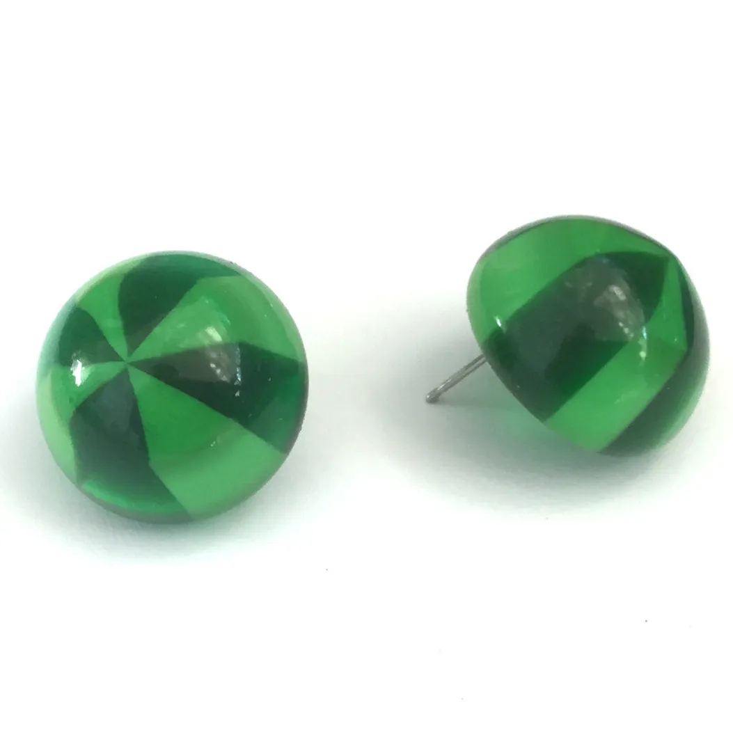 Emerald Green Candy Retro Button Stud Earrings