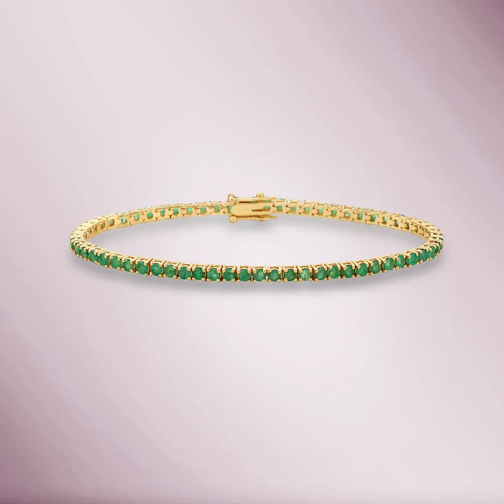 Emerald Tennis Bracelet (3.65 ct.) 4-Prongs Setting in 14K Gold