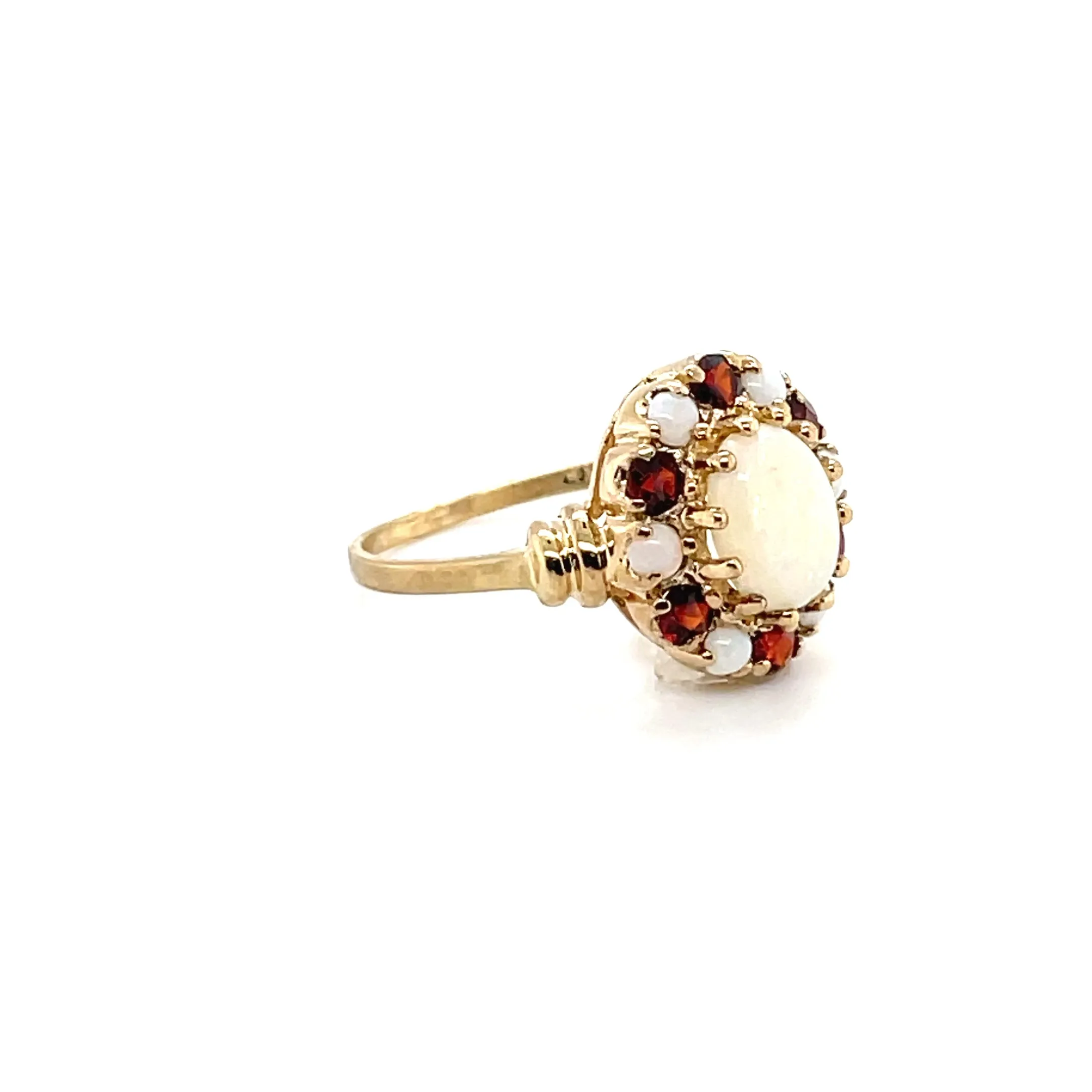 ESTATE 10KY Opal & Garnet Halo Style Ring