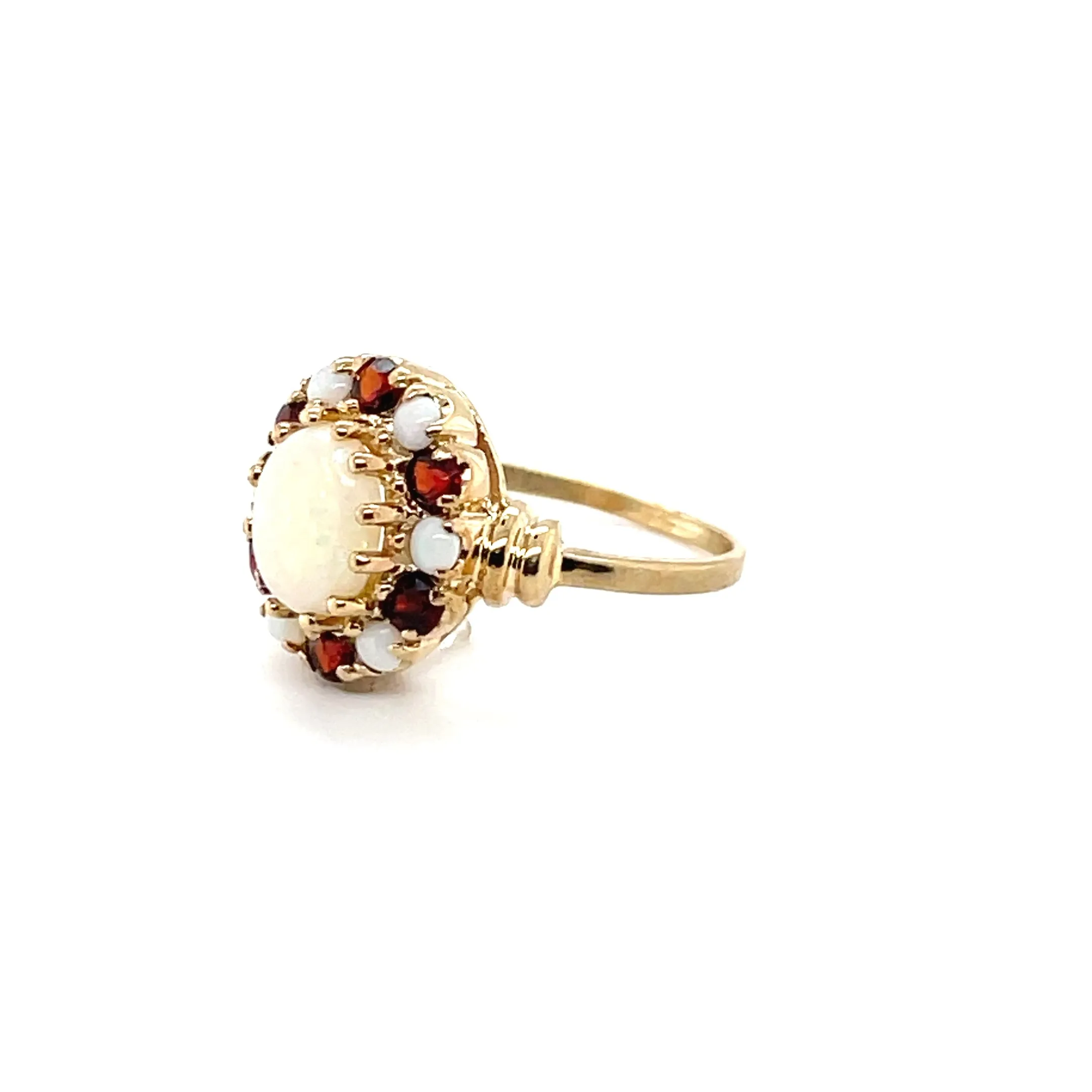 ESTATE 10KY Opal & Garnet Halo Style Ring