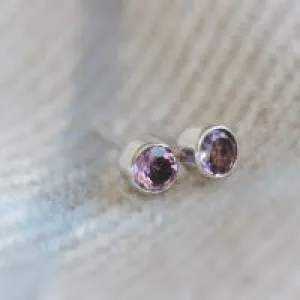 Faceted Amethyst Mini Stud Earrings