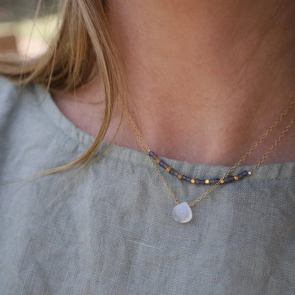 Gold Filled Chain with Moonstone Brio Necklace